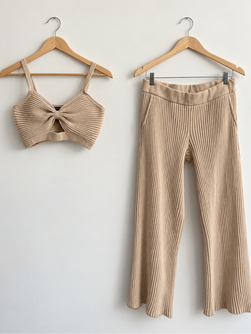 Dynamite 3-Piece Ribbed Lounge Set — Beige | L / M-L